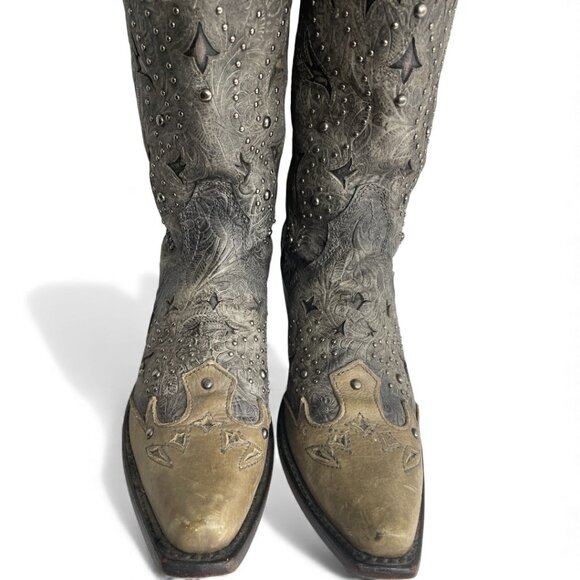 Corral Leather Studded Western Cowgirl Cowboy Snip Toe Boots Women's 9 M - Picture 5 of 15